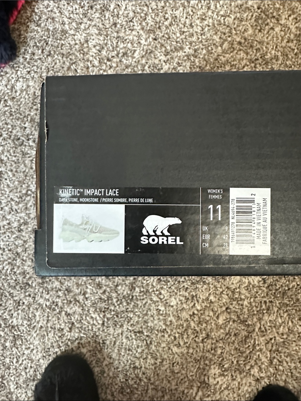 Sorel Kinetic Impact Lace Sneakers in Dark Stone and Moonstone
